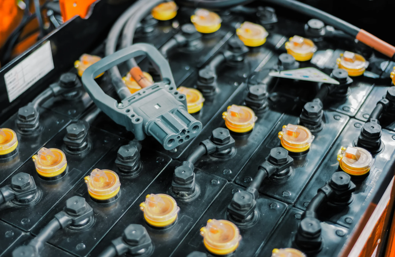 forklift battery closeup